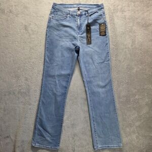 DG2 Diane Gilman Jeans Womens 12 Tall Blue Straight Vital Stretch New